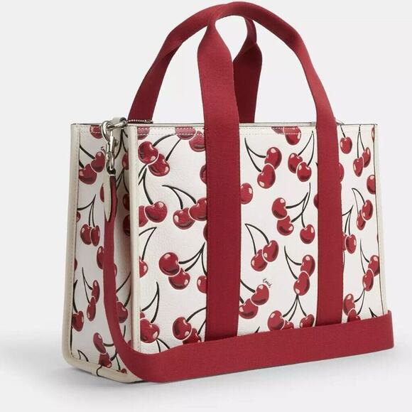 Coach Smith Tote Bag Cherry Print Handbag White Red NWT - Picture 11 of 11